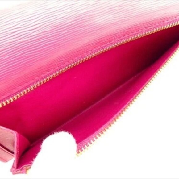 Prada Long Wallet Logo Pink Gold leather Woman Authentic Used F1428 - Picture 6 of 9